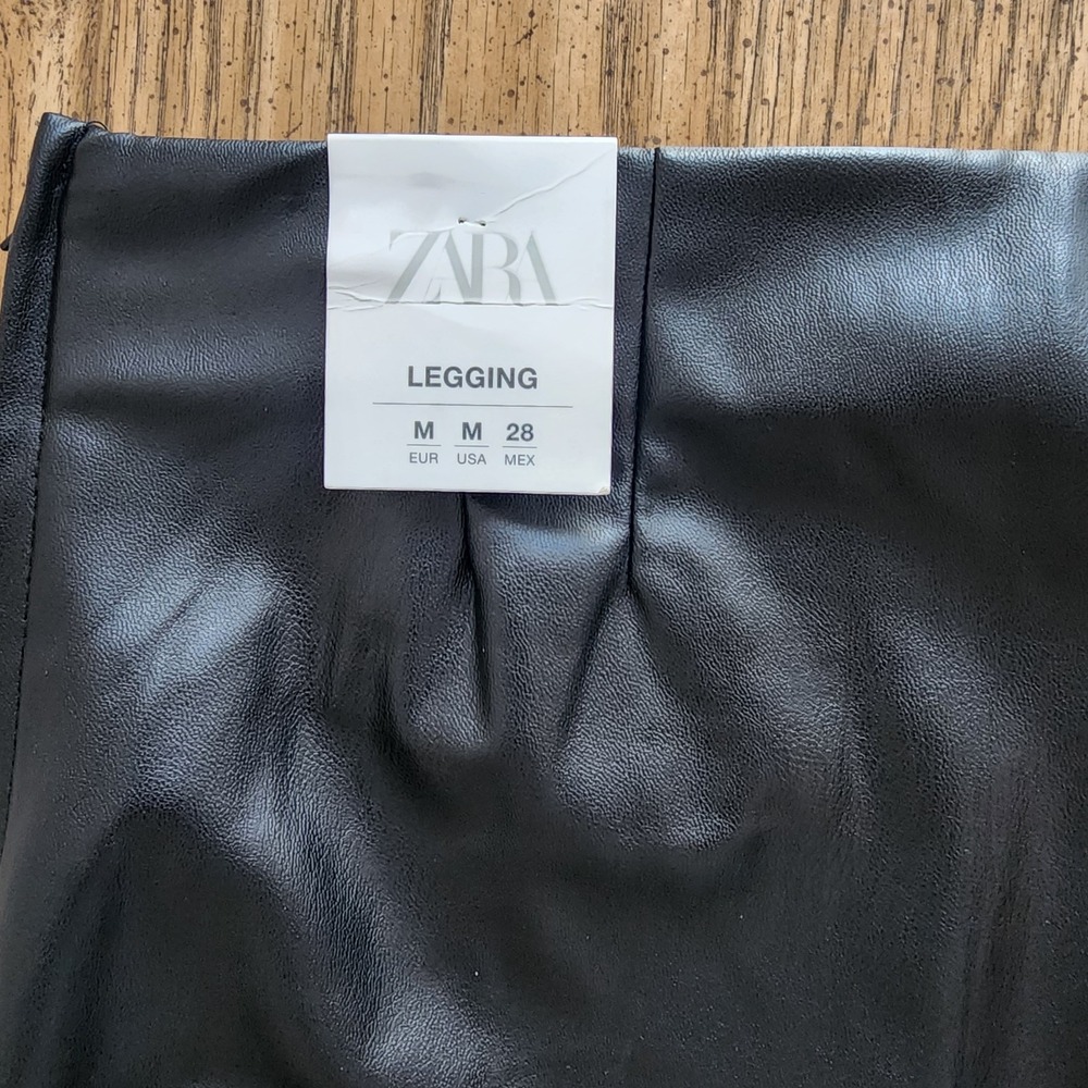 Zara NWT Faux Leather Legging Medium Goth Rocker Biker Winter Glam Stetch Chic - Picture 7 of 8